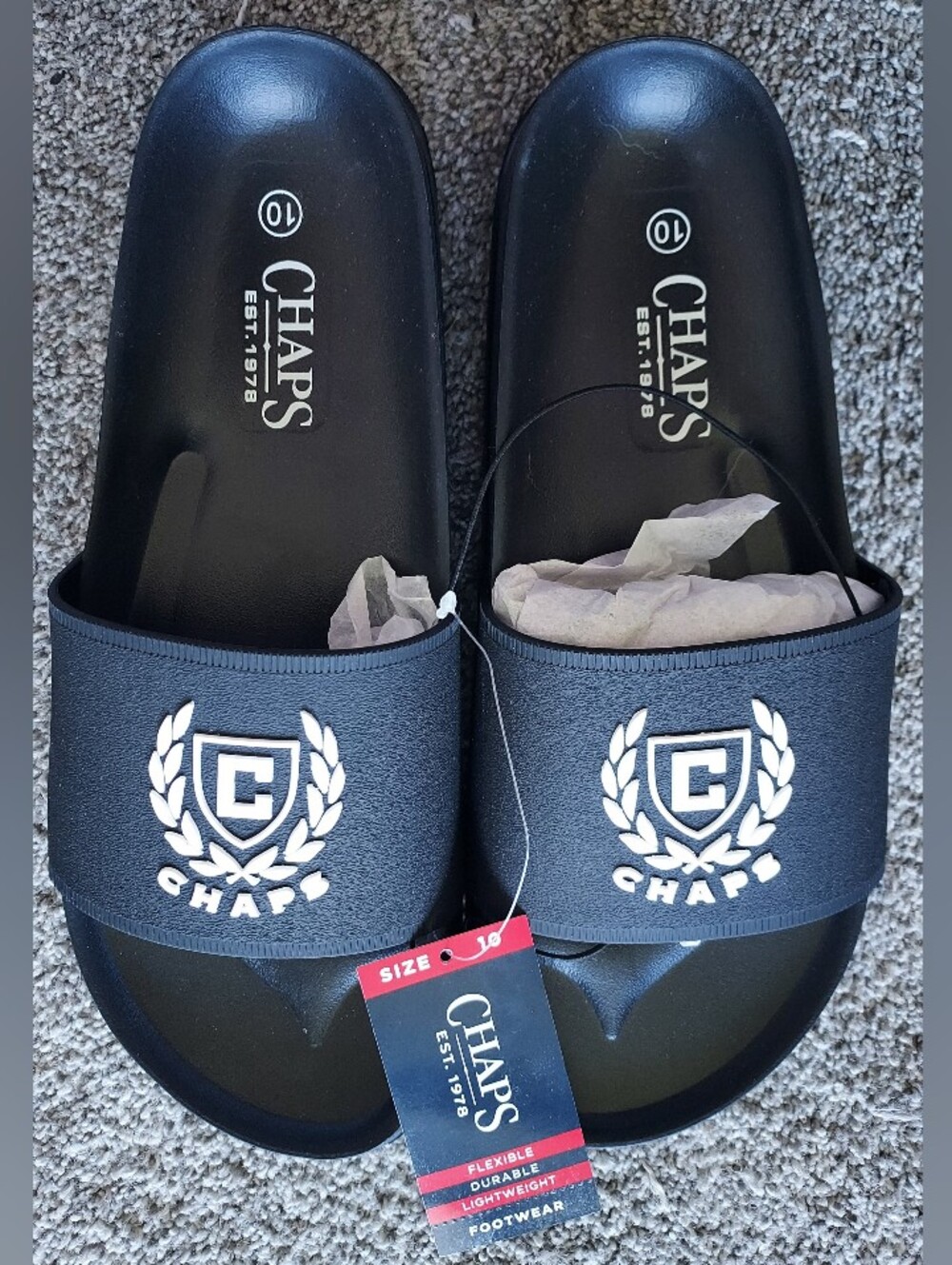 Chaps Men's Stowe Slide Sandals – Size 10 (Black/White)